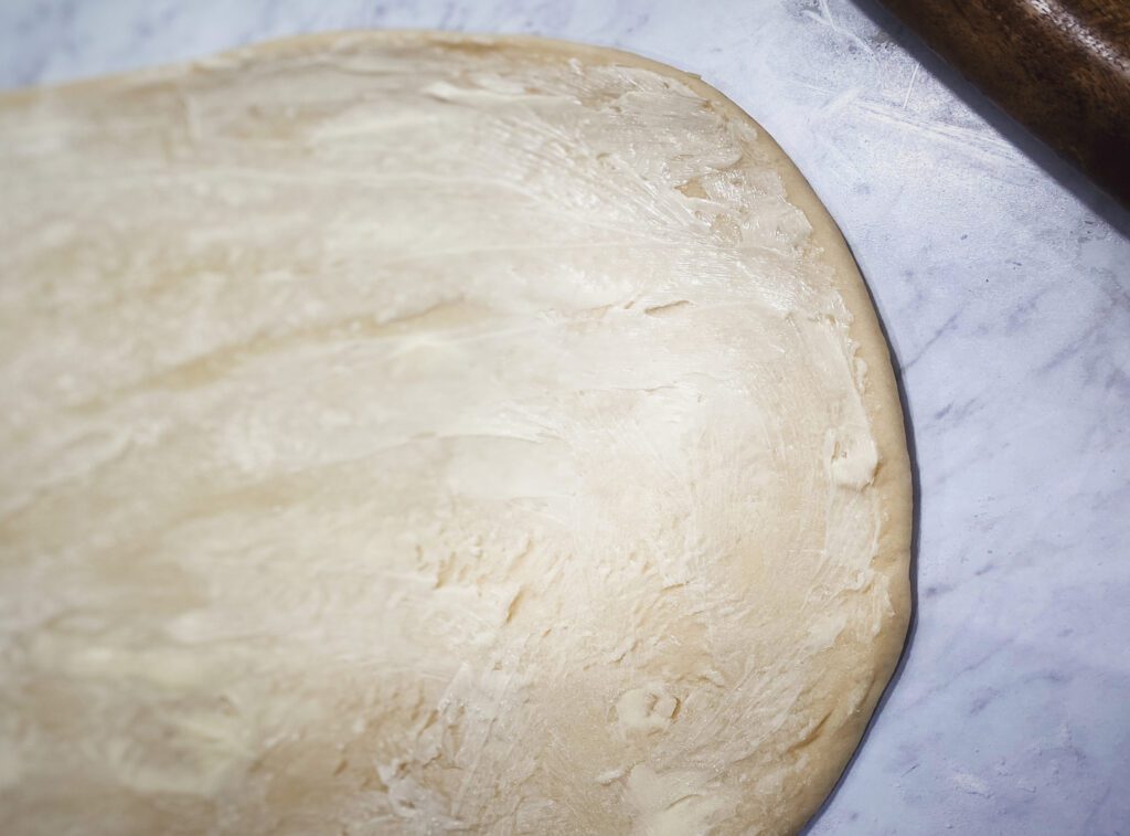 buttered cinnamon roll dough