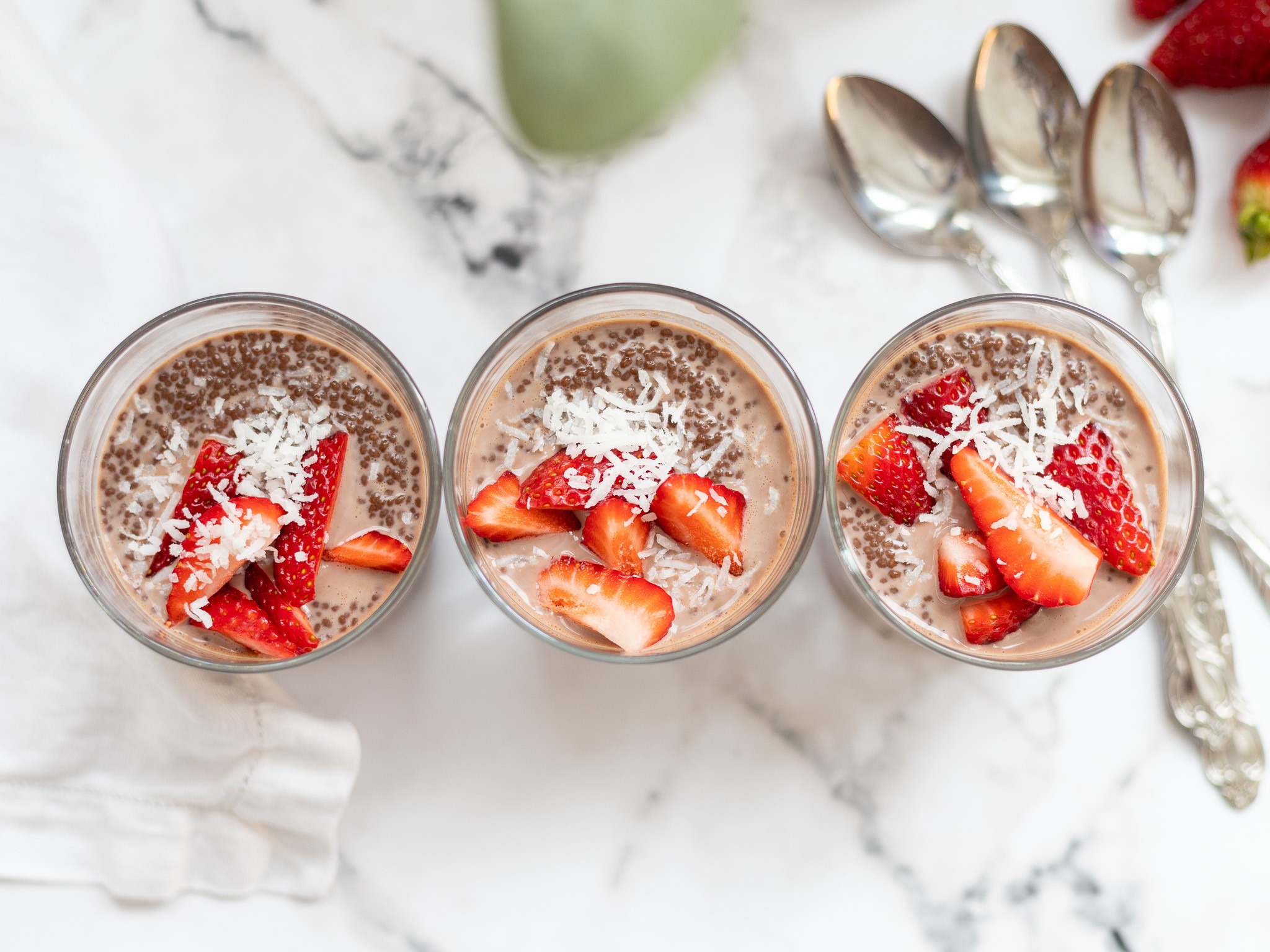 Chia Seed Pudding with strawberries and coconut