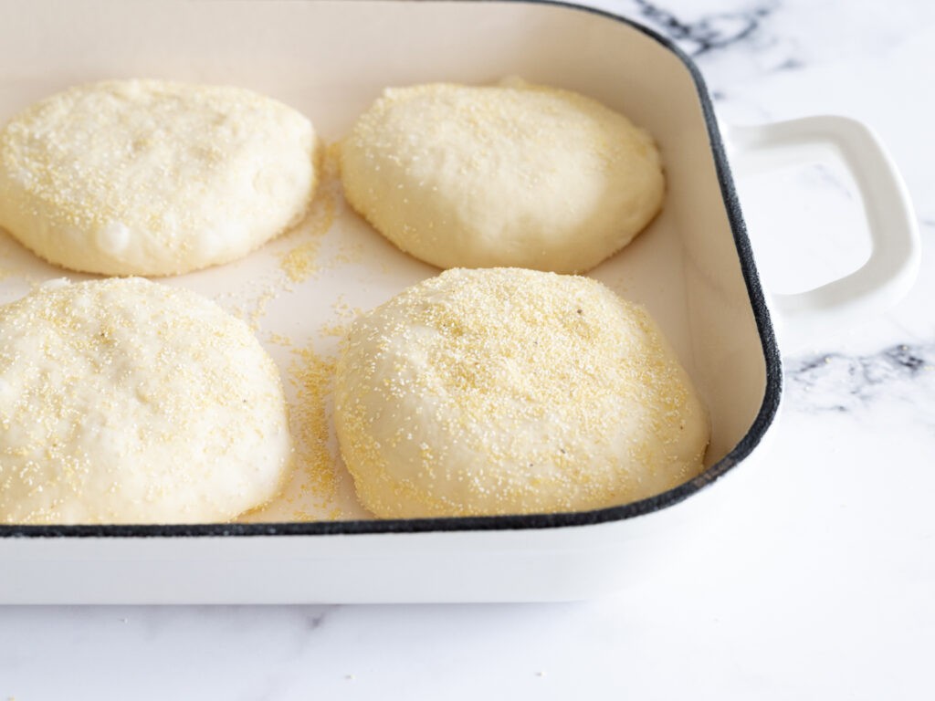 English Muffin dusted with cornmeal