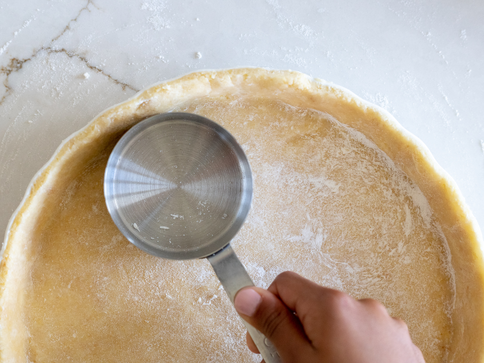 Pressing down shortbread crust 